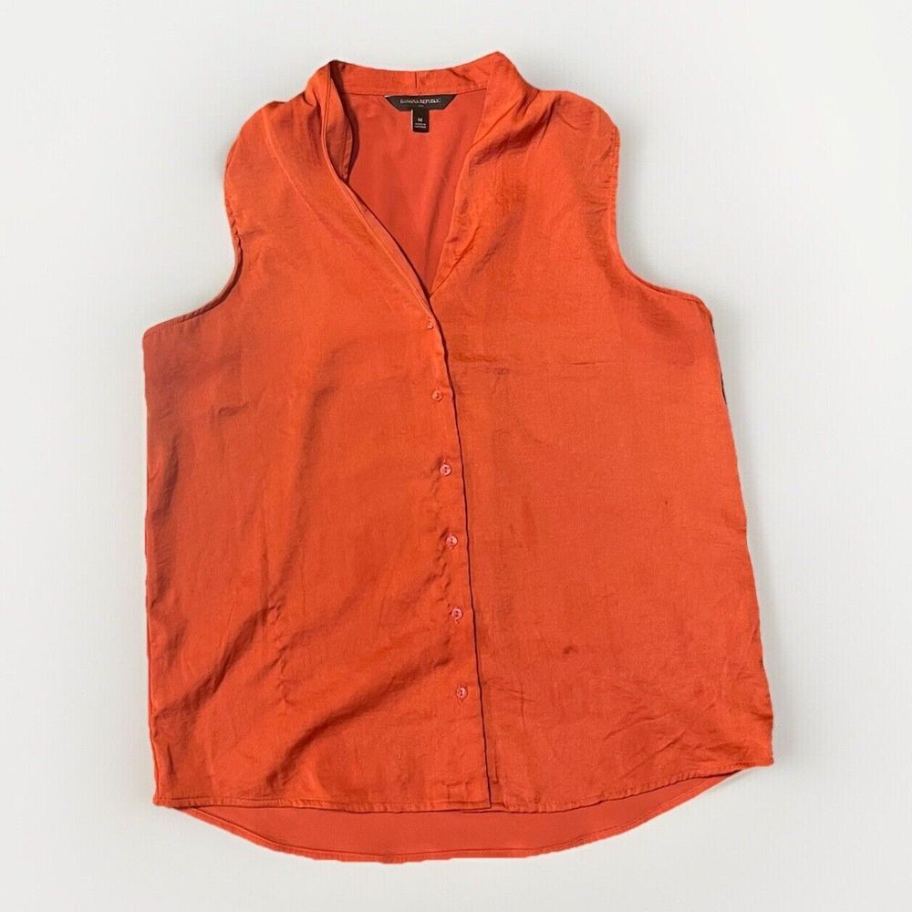 Banana Republic‎ Poly Tank Oange Blouse Shirt Sleeveless Womens Size Medium